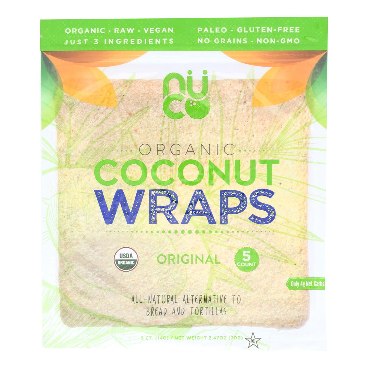 Nuco Original Organic Coconut Wraps  - Case Of 12 - 2.47 Oz