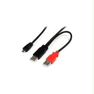 Startech 1 Ft Usb Y Cable For External Hard Drive - Dual Usb A To Micro B