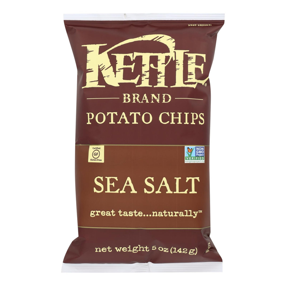 Kettle Brand Potato Chips - Sea Salt - Case Of 15 - 5 Oz.