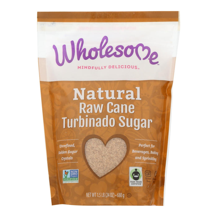 Wholesome Sweeteners Sugar - Natural Raw Cane - Turbinado - Fair Trade - 1.5 Lb - Case Of 12