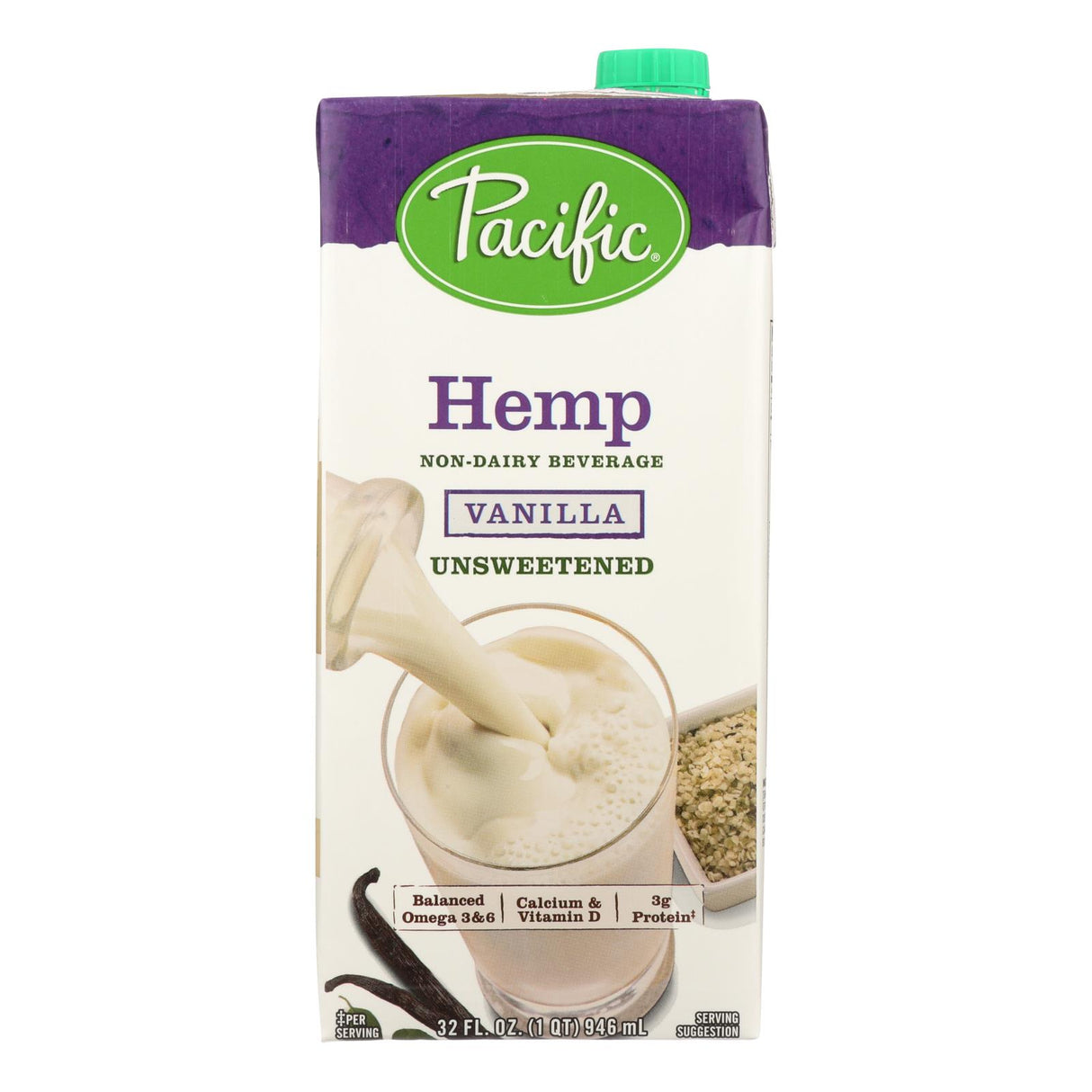 Pacific Natural Foods Hemp Vanilla - Unsweetened - Case Of 12 - 32 Fl Oz.