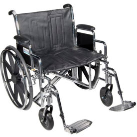 24" Sentra EC Heavy Duty Wheelchair, Detachable Desk Arm, Dual Cross Brace, Swing-away Footrests