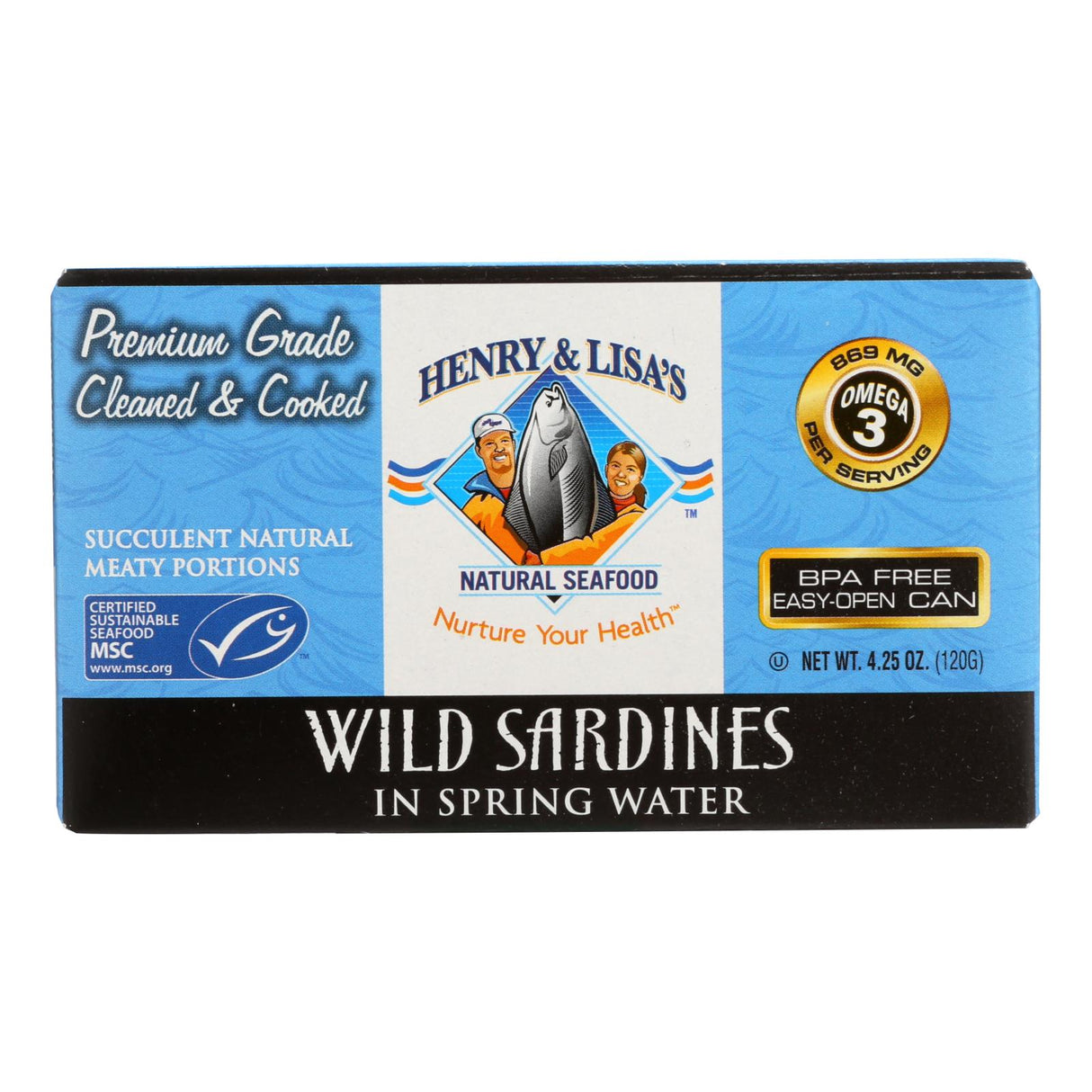Henry And Lisa's Natural Seafood Wild Sardines In Spring Water - Case Of 12 - 4.25 Oz.