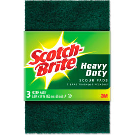 Scotch-Brite® Heavy-Duty Scour Pad, 3-3/4"WX6"L, Green, 3/Pack, 10 Packs/Carton