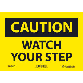 Global Industrial™ Caution Watch Your Step 7x10 Pressure Sensitive Vinyl