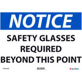 Global Industrial™ Notice Safety Glasses Required Beyond This Point 10x14 Aluminum