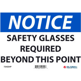 Global Industrial™ Notice Safety Glasses Required 7x10 Pressure Sensitive Vinyl