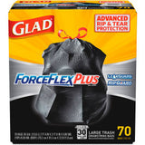 Glad® ForceFlex Plus Outdoor Drawstring Trash Bags - Black 30 Gal 1.05 Mil 70/Box - 70358