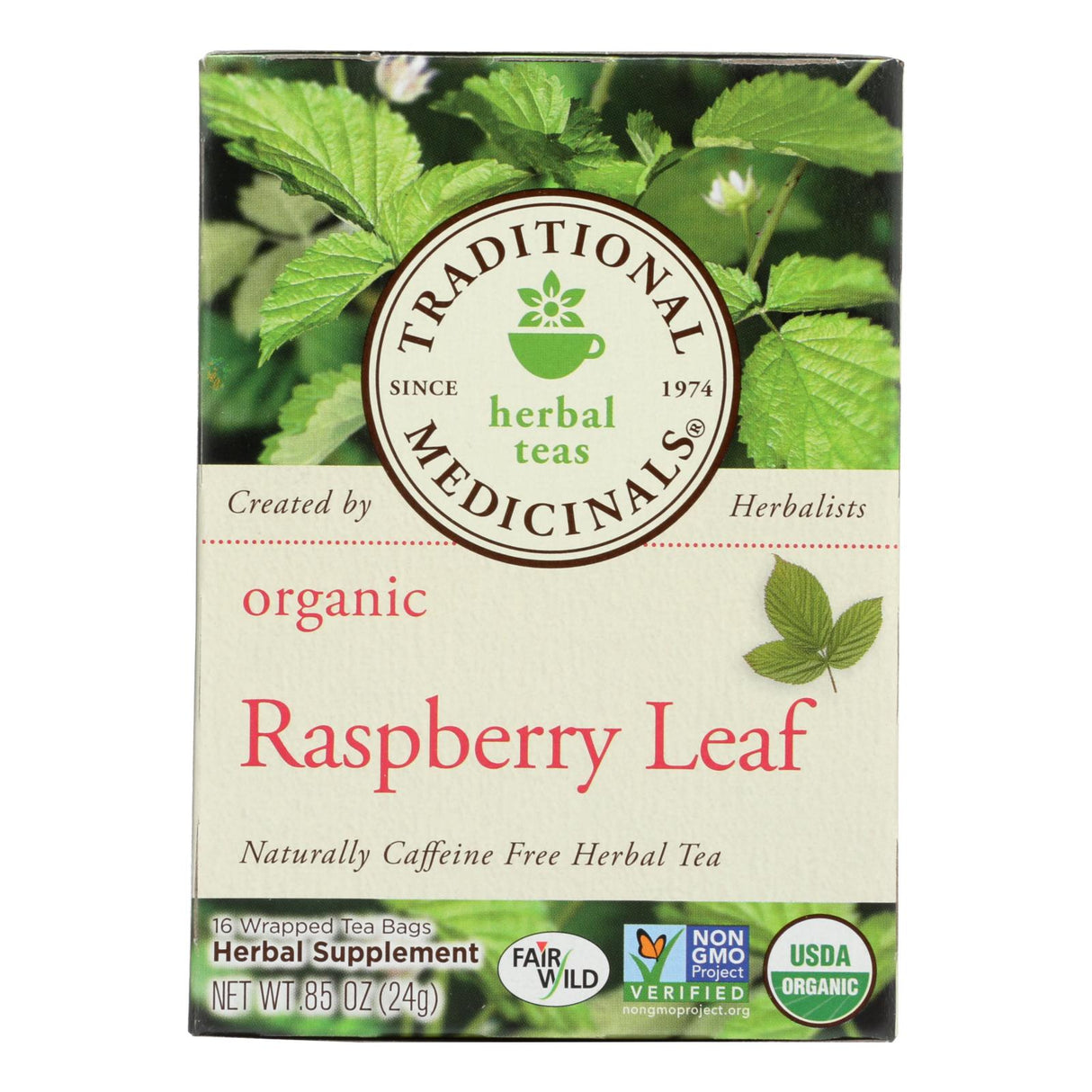 Traditional Medicinals Organic Raspberry Leaf Herbal Tea - 16 Tea Bags - Case Of 6