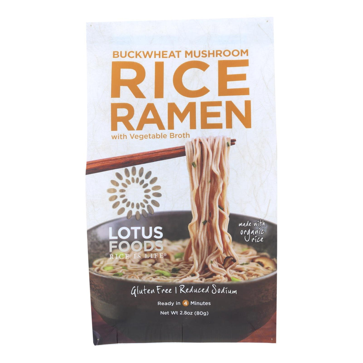 Lotus Foods Buckwheat Mushroom Brown Rice Ramen With Vegetable Soup - Case Of 10 - 2.8 Oz.