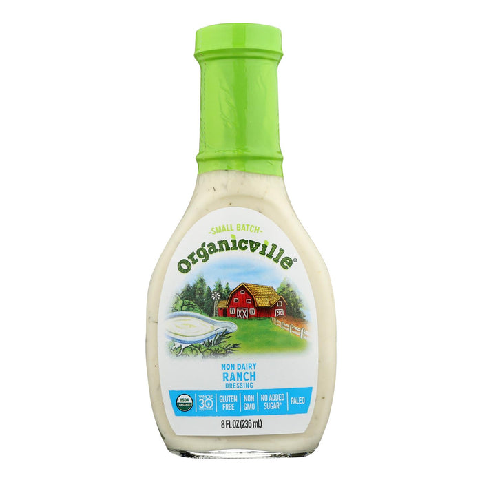 Organic Ville Organic Dressing - Dairy Free Ranch Vinaigrette - Case Of 6 - 8 Fl Oz.