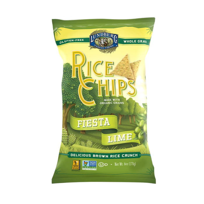 Lundberg Family Farms Rice Chips - Fiesta Lime - Case Of 12 - 6 Oz.