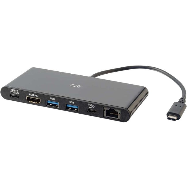 C2G USB C Mini Dock with 4K HDMI, Ethernet, USB, Power Delivery up to 60W