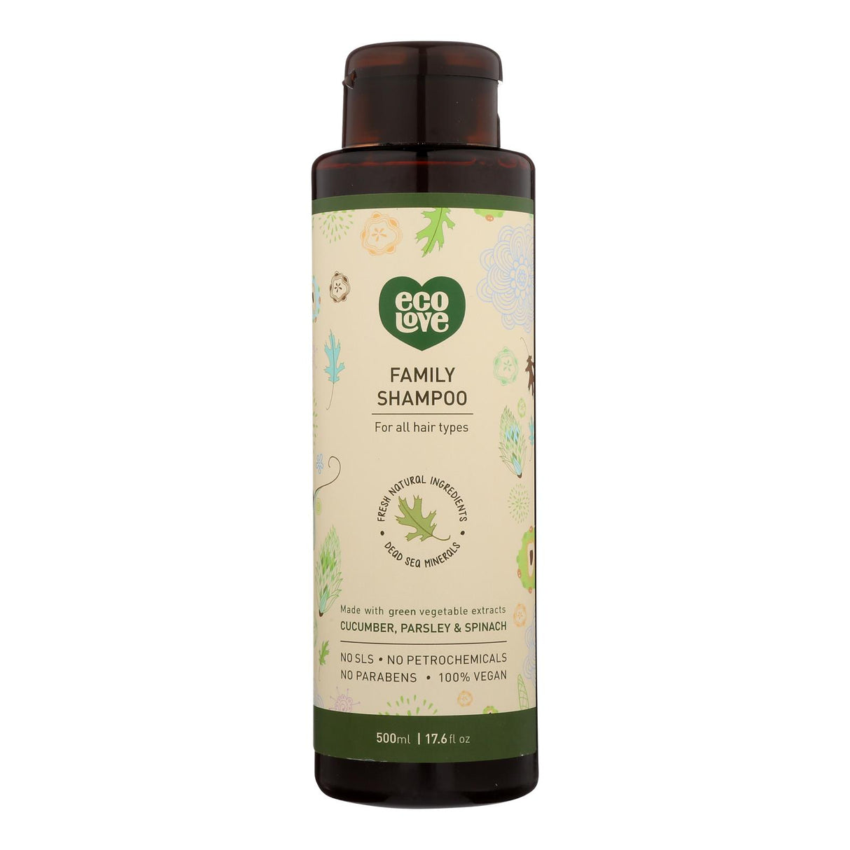 Ecolove Shampoo - Green Vegetables Family Shampoo For All Hair Types - Case Of 1 - 17.6 Fl Oz.