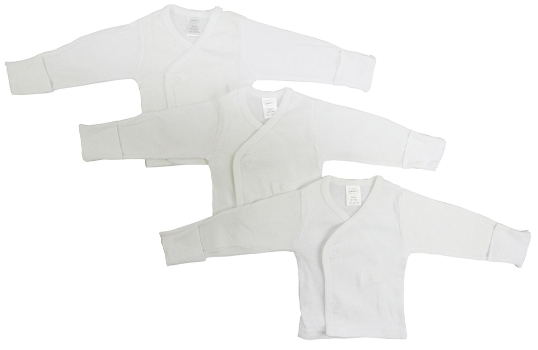 Preemie Long Sleeve Side Snap With Mitten  - 3 Packcuff