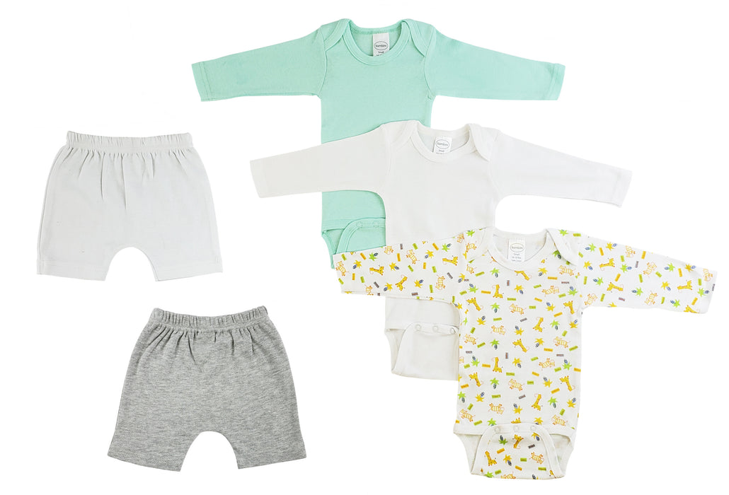 Infant Boys Long Sleeve Onezies And Shorts