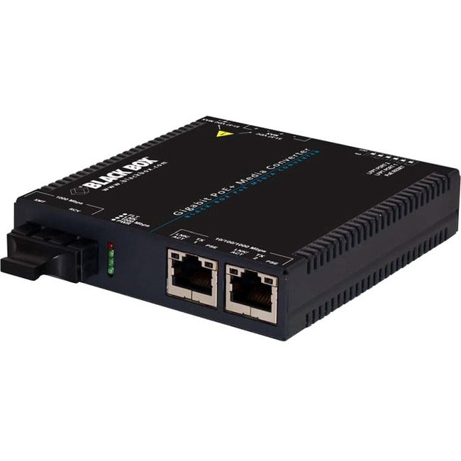 Black Box Gigabit PoE Media Converter, 10/100/1000BASE-T to 850-nm Multimode, SC, 550 m