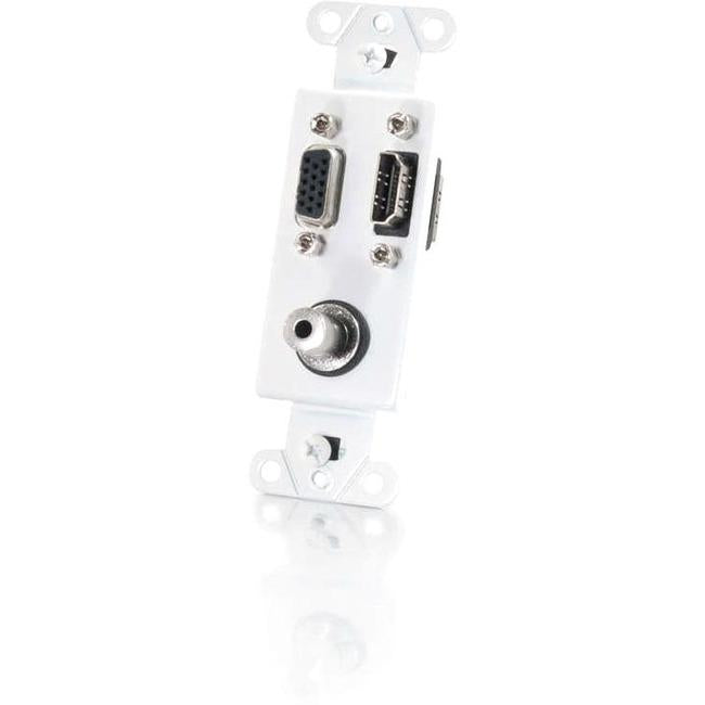 C2G HDMI, VGA and 3.5mm Audio Pass Through Wall Plate - White