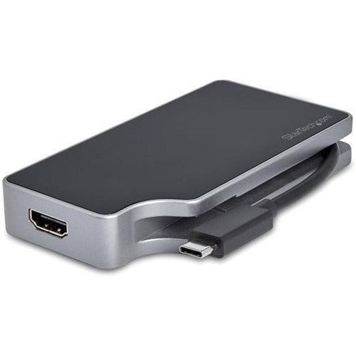 StarTech.com USB C Multiport Video Adapter 4-in-1 - 95W Power Delivery - Space Gray - Aluminum - 4K60Hz - Wrap-Around Cable - USB C Adapter (CDPVDHMDPDP)