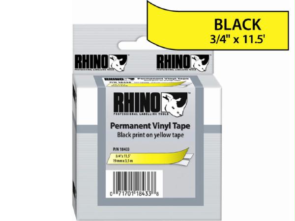Dymo Rhino 3/4in X 18ft, Yellow Vinyl Labels