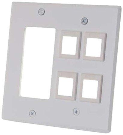 C2g Decora Compatible Cutout With Four Keystone Double Gang Wall Plate - White